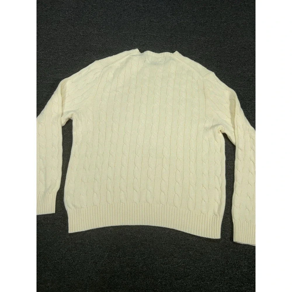 Polo Ralph Lauren Cable Knit Sweater Men's XL Cream Ivory Preppy Crewneck Pony